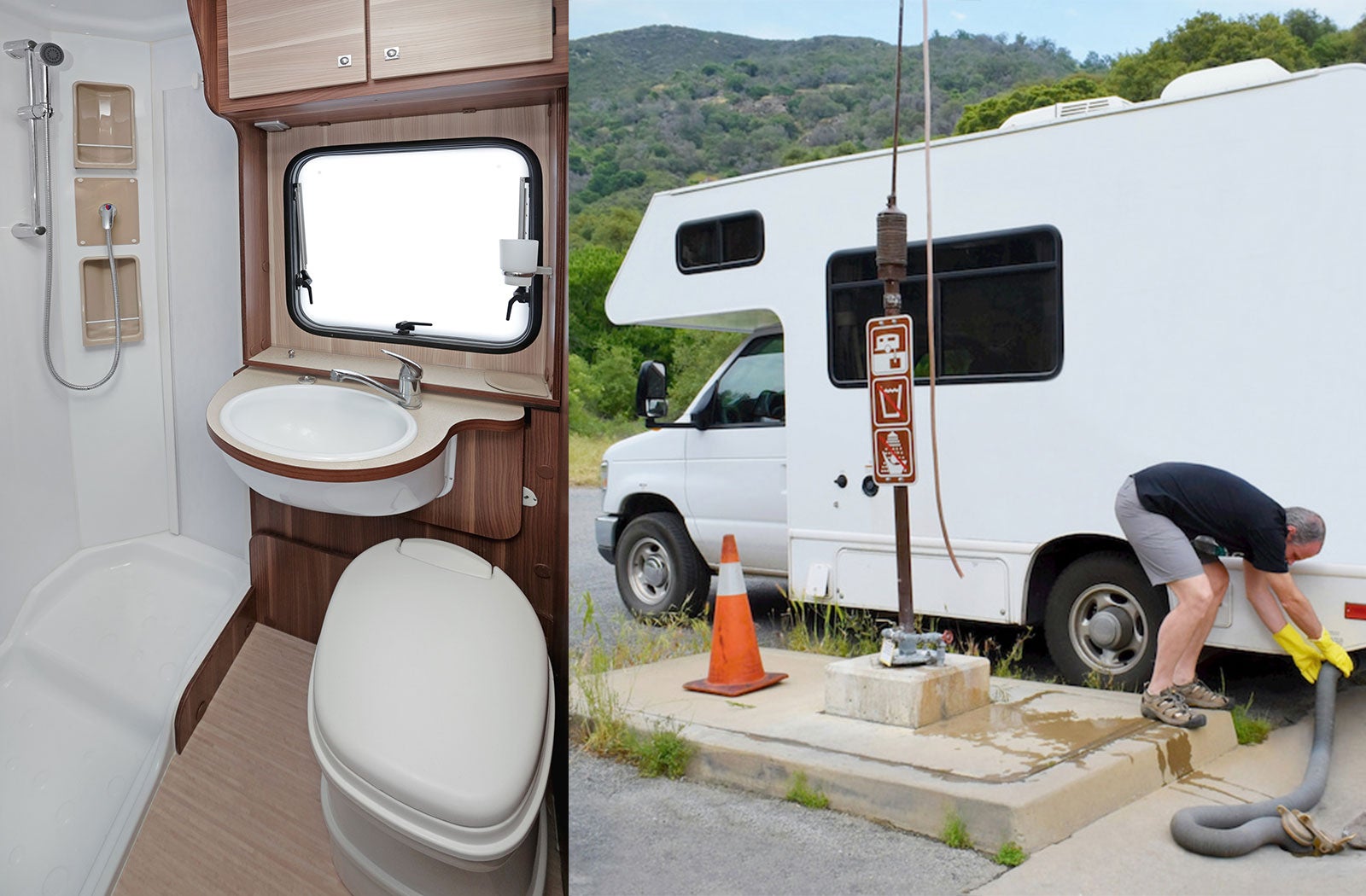 Portable RV/camper toilet and holding tank setup in Union City, California